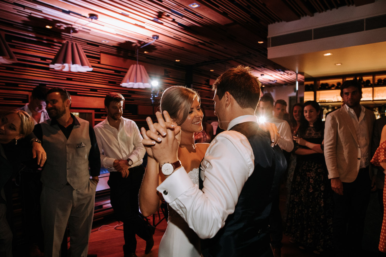 Noosa wedding photography of bride and grooms at Ricky's Restaurant by Noosa photographer