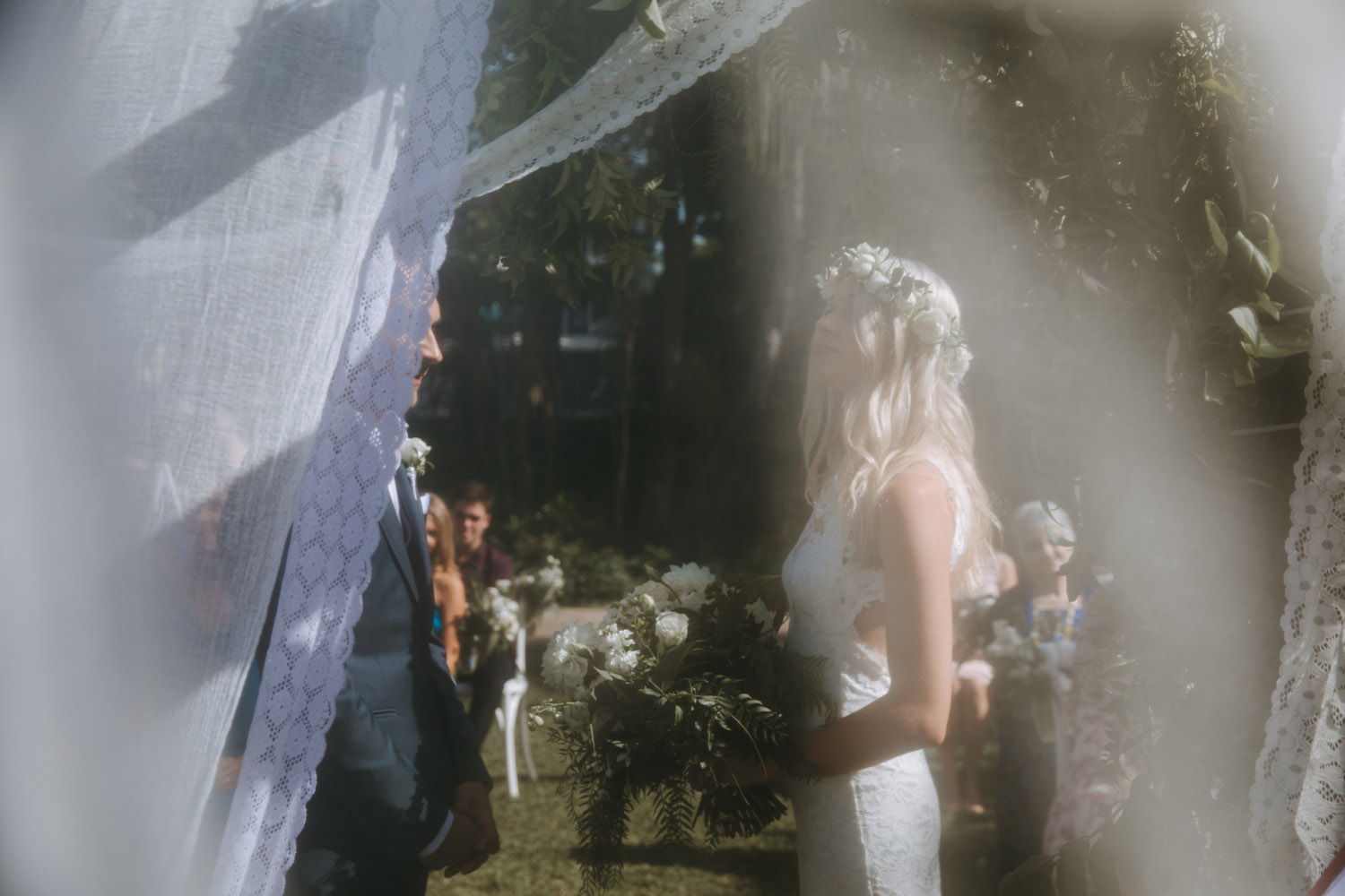 Noosa wedding photography of bride and grooms at Ricky's Restaurant by Noosa photographer