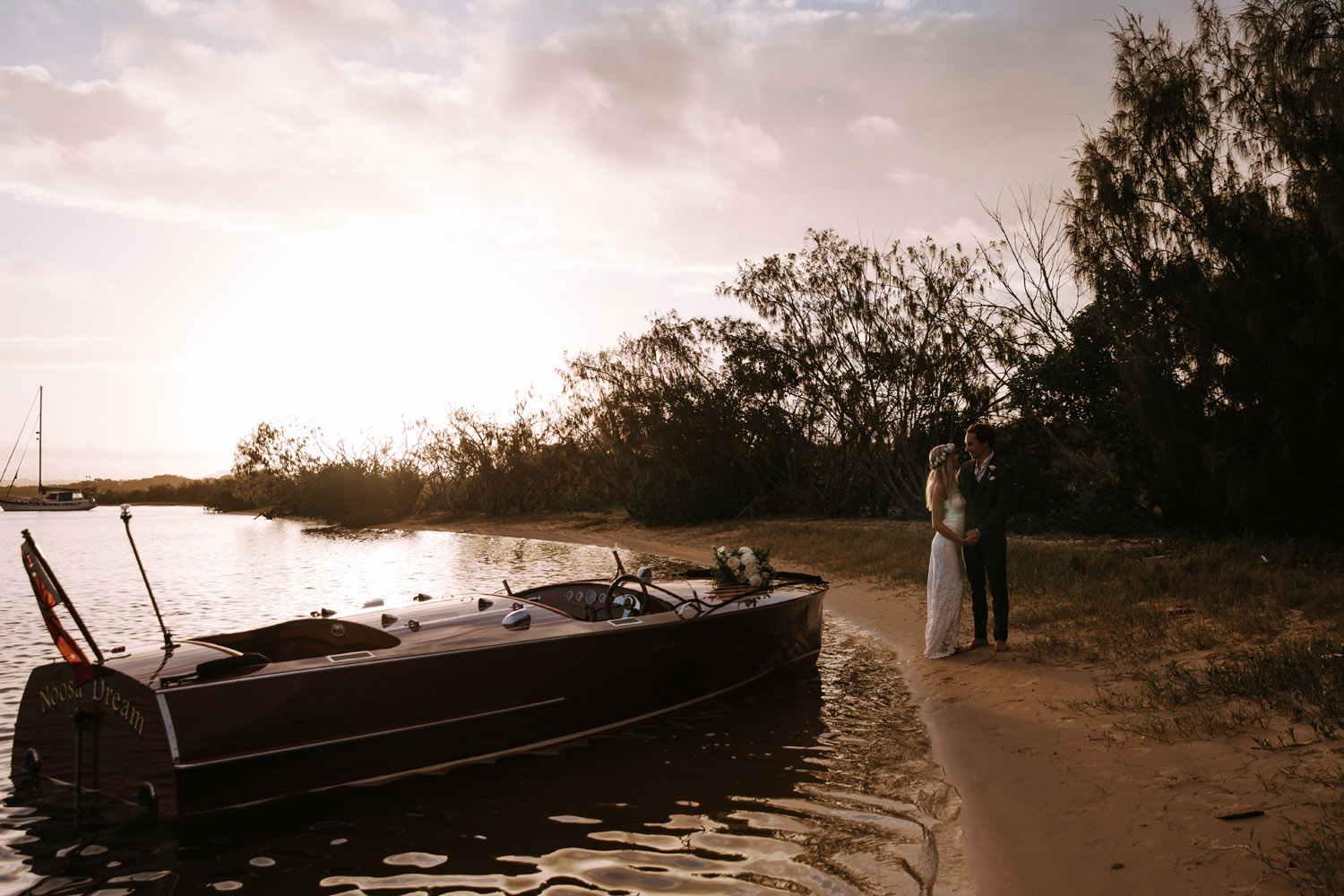 Noosa wedding photography of bride and grooms at Ricky's Restaurant by Noosa photographer