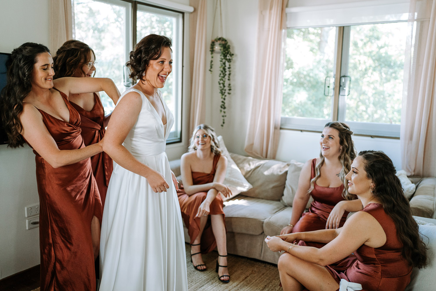 Bec and Cam celebrating their wedding at The Rocks Yandina on the Sunshine Coast