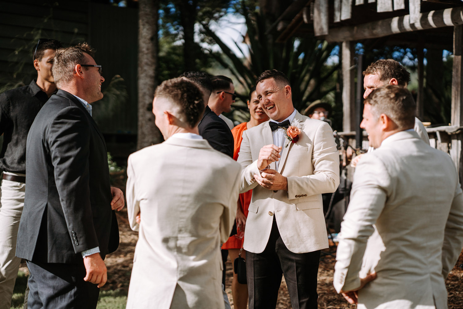 Bec and Cam celebrating their wedding at The Rocks Yandina on the Sunshine Coast