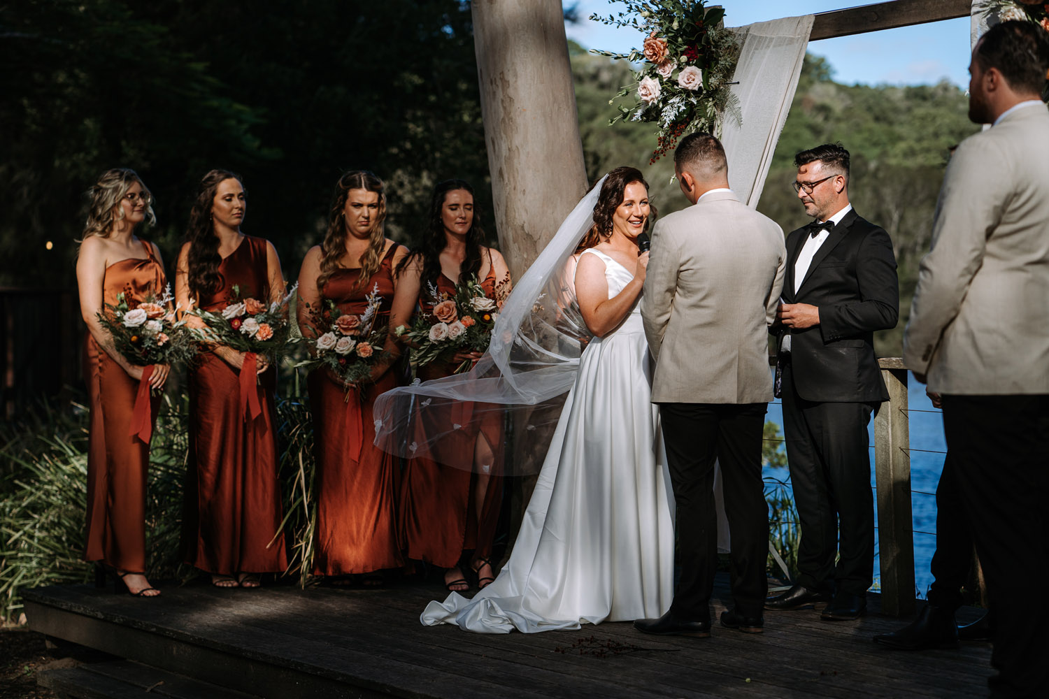 Bec and Cam celebrating their wedding at The Rocks Yandina on the Sunshine Coast