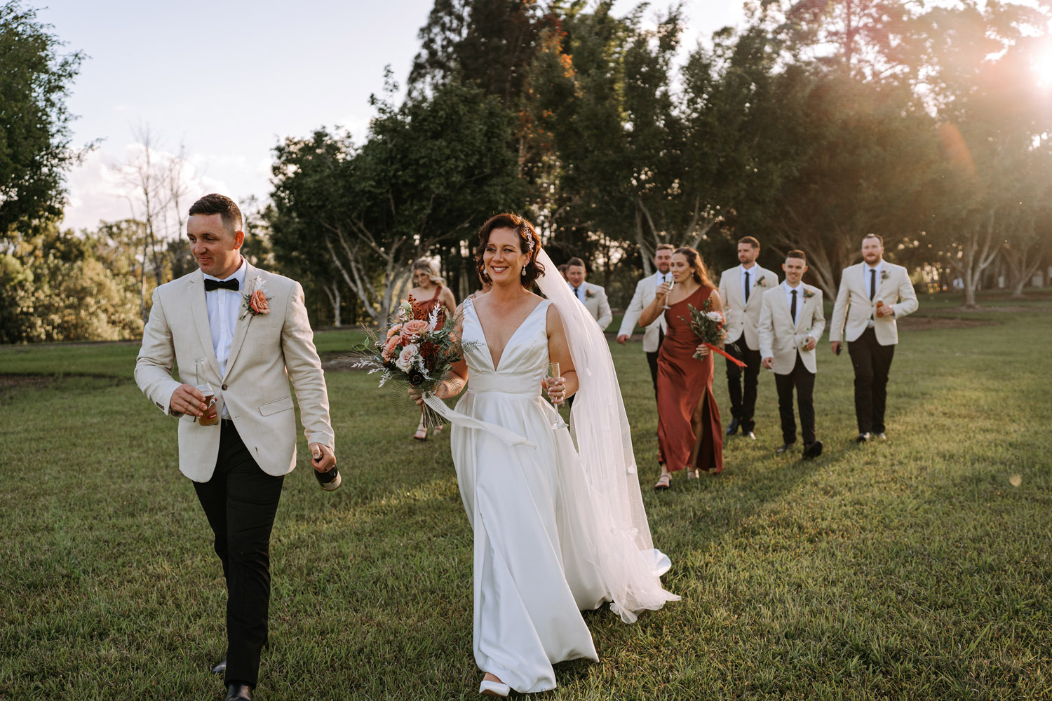 Bec and Cam celebrating their wedding at The Rocks Yandina on the Sunshine Coast