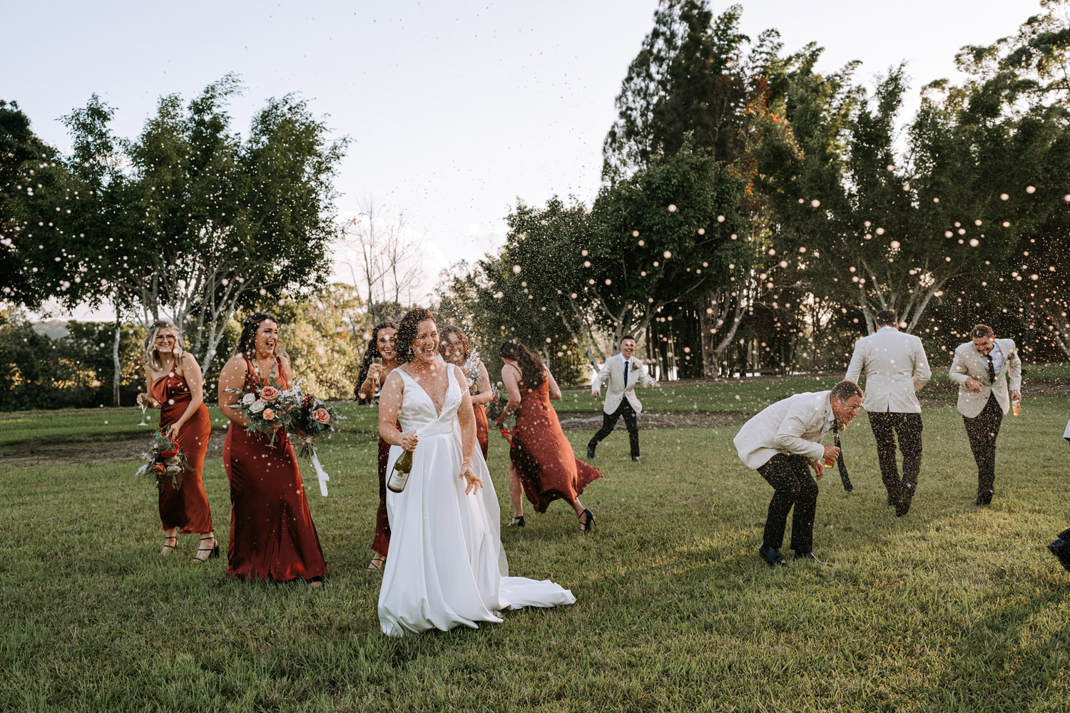 Bec and Cam celebrating their wedding at The Rocks Yandina on the Sunshine Coast