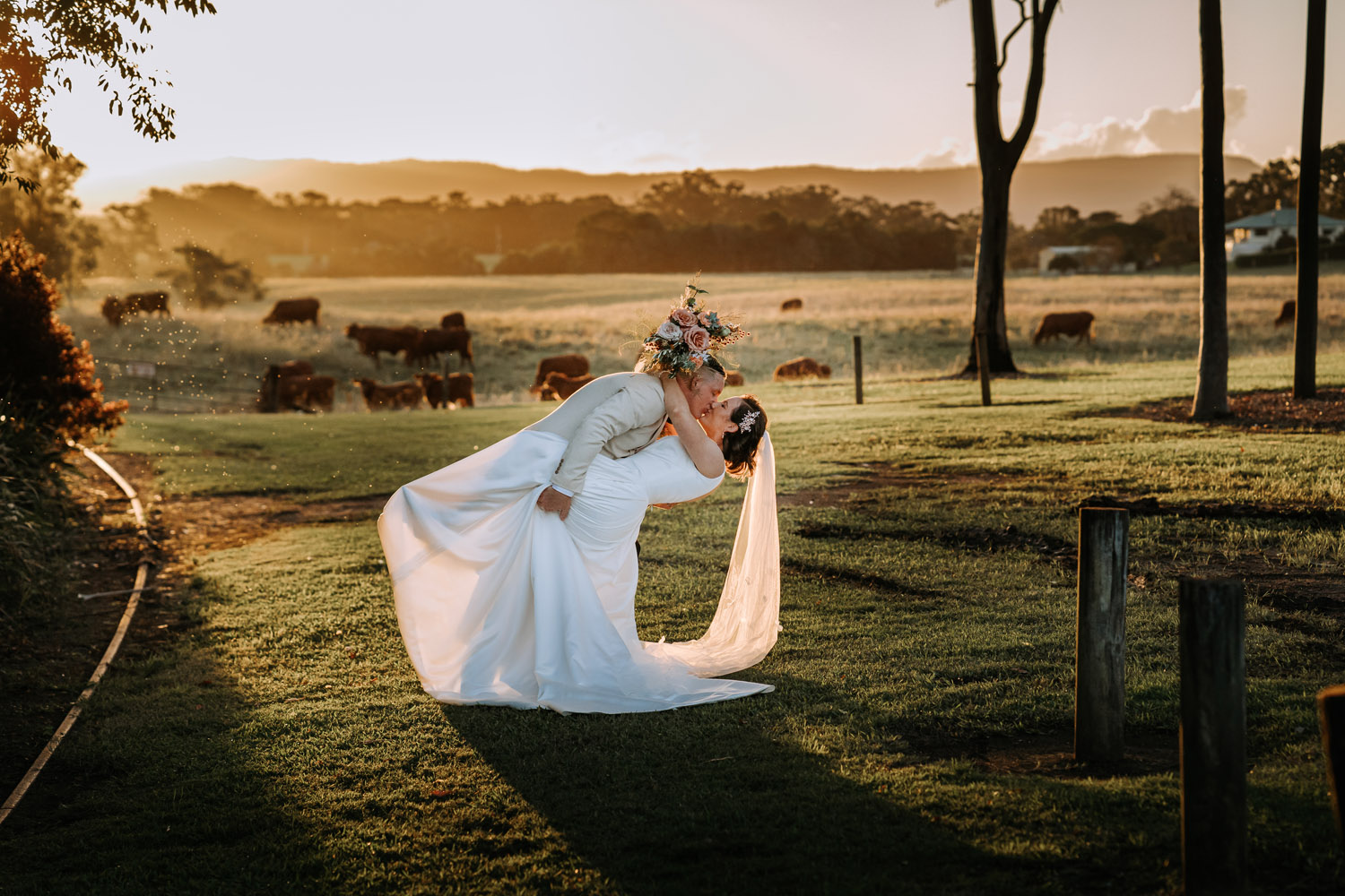 Bec and Cam celebrating their wedding at The Rocks Yandina on the Sunshine Coast