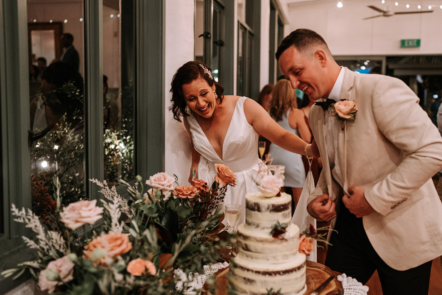 Bec and Cam celebrating their wedding at The Rocks Yandina on the Sunshine Coast